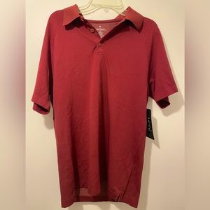 A light and nice red Fabletics polo that is a medium